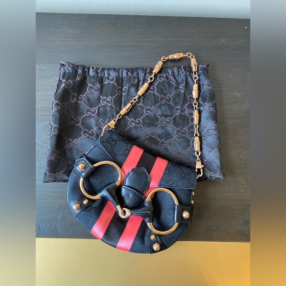 GUCCI by Tom Ford - Black GG Horsebit Mini Evening Bag